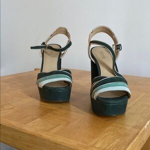 MK Green and Cream Platform Heels